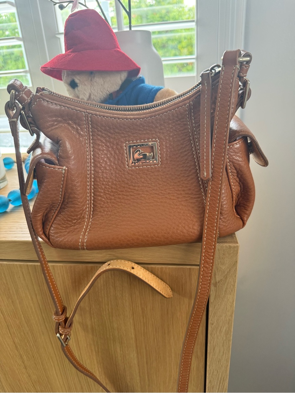Dooney & Bourke Pebbled Leather Crossbody in Cognac Brown